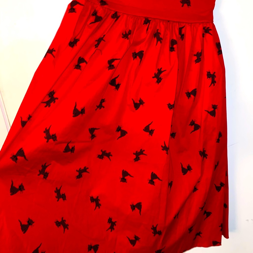 Full Red with Black Cats Skirt